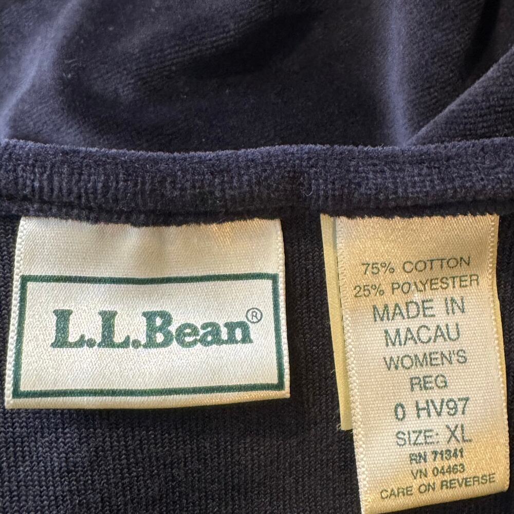 L.L. Bean Black Velvet Velour Long Sleeve XL Midi Dress - Picture 6 of 7